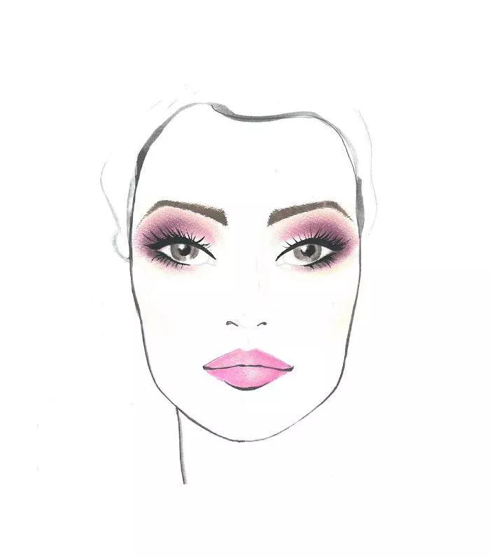 Watercolor of woman's face with makeup accents