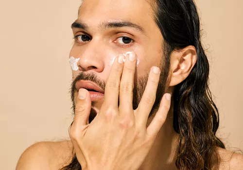 man with skincare