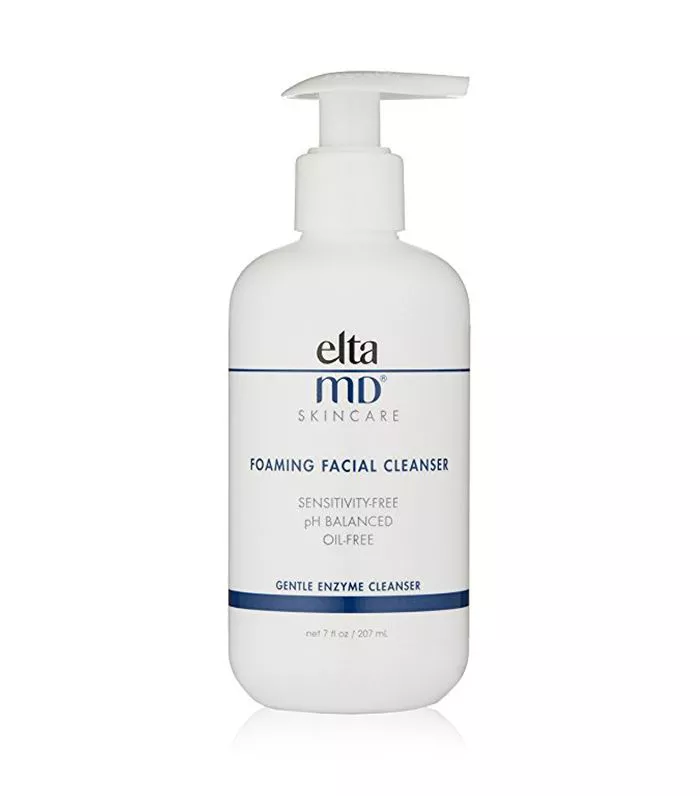 A pump container of EltaMD Foaming Facial Cleanser.