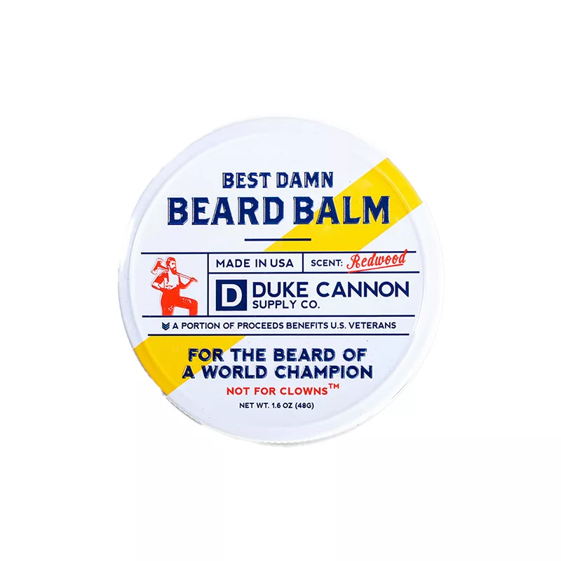 Duke Cannon Best Damn Beard Balm container