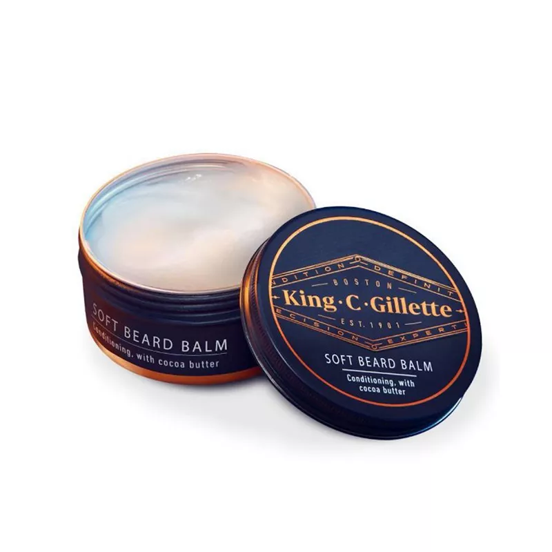 King C. Gillette Soft Beard Balm with Cocoa Butter tub