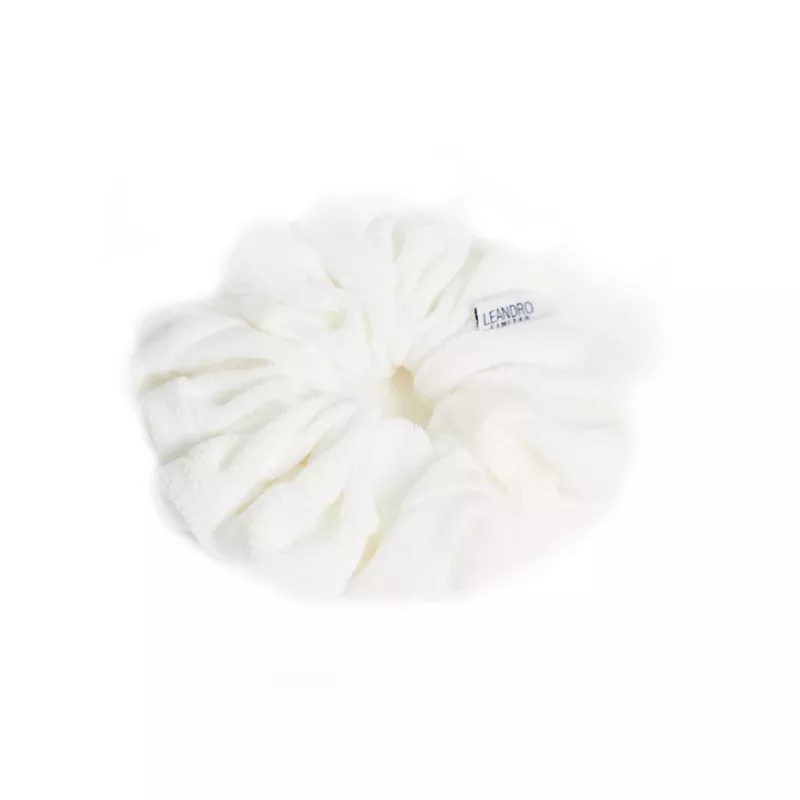Large white towel scrunchie from Leandro Limited