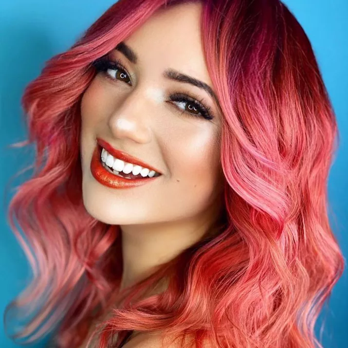 Ombre hair with burgundy roots