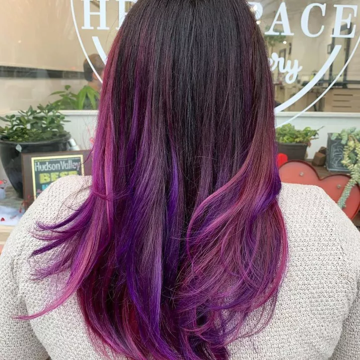Dark Purple Hair with Pink