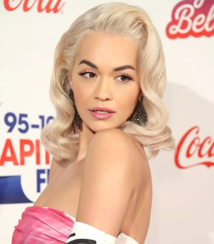 Rita Ora retro white blonde hair