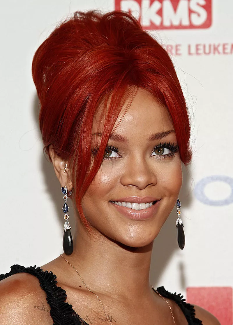 Rihanna with a red beehive