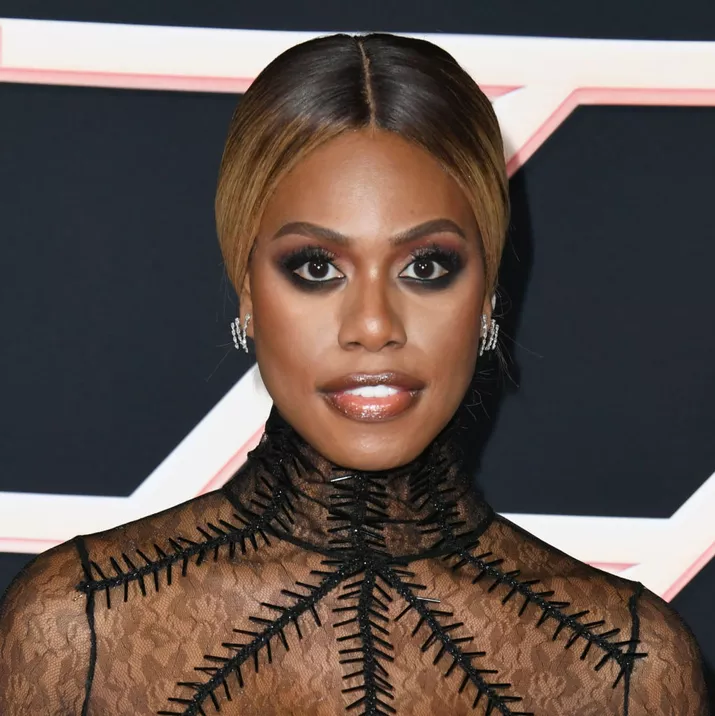 Laverne Cox sleek ombre hairstyle with smoky eye