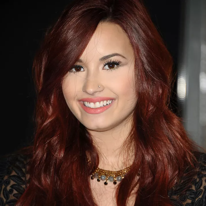Demi Lovato with deep burgundy hair