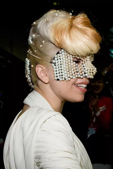 Lady Gaga with a pearl mask