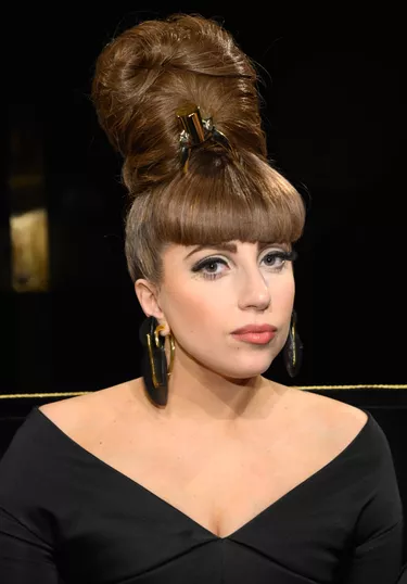 Lady Gaga with a brown bouffant