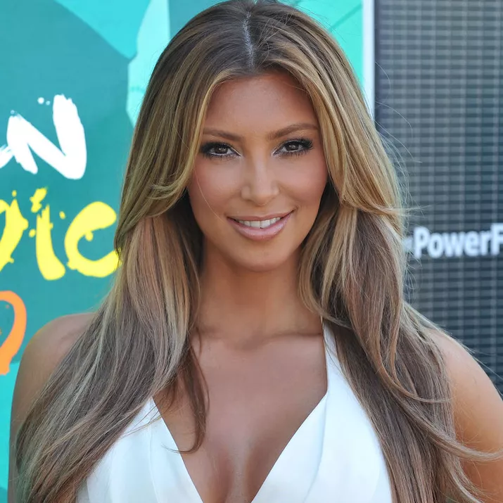 Ash Brown Hair Honey Highlights Kim Kardashian