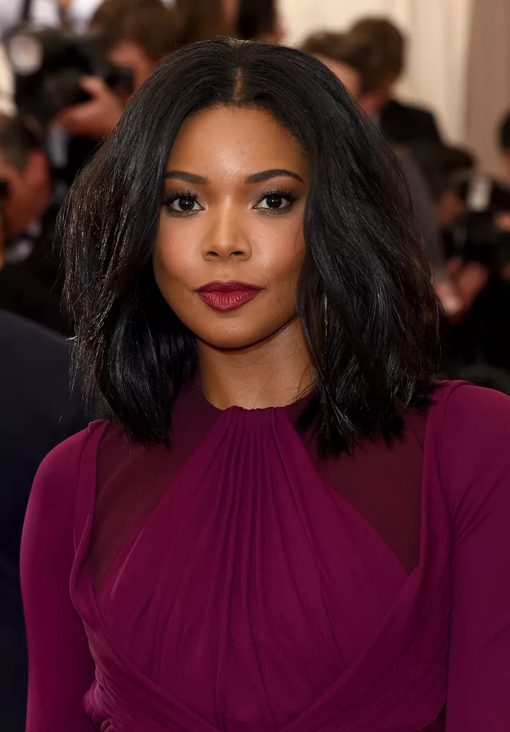 Gabrielle Union full lob with berry lipstick