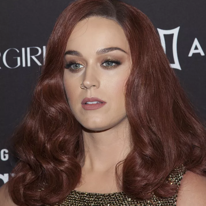 Katy Perry with burgundy red hair