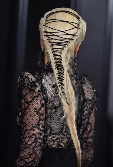 Lady Gaga with woven braids