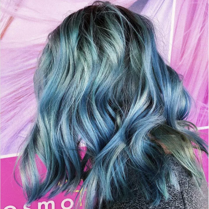 Blue Blunt Ombre Hair