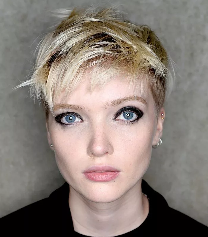 Ruth Bell piecey, tousled blonde pixie