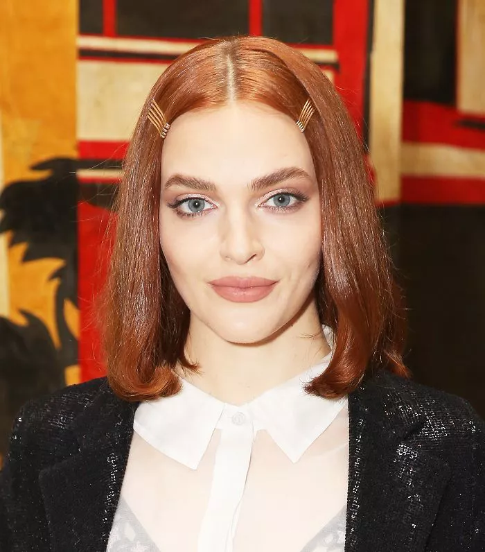 Madeline Brewer shoulder-length with decorative hair pins