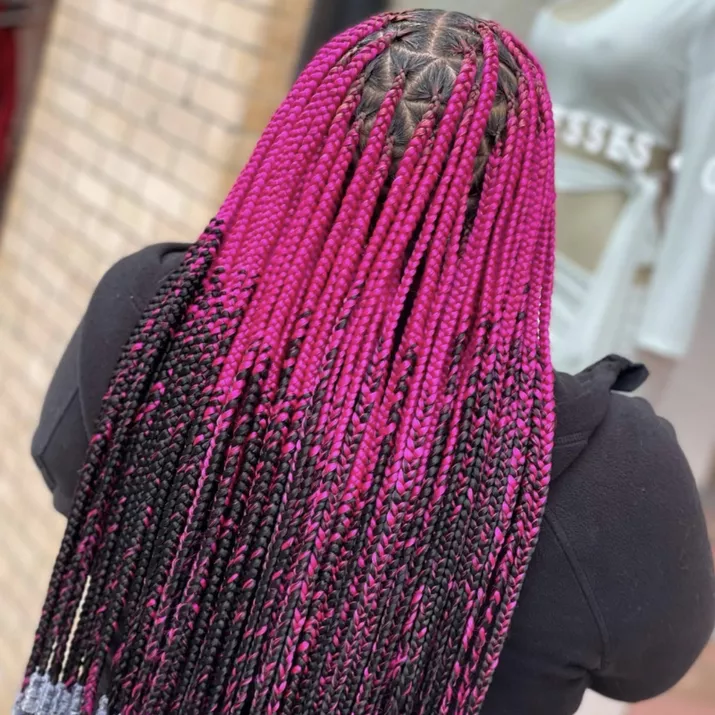 woman with ombre pink braided hair