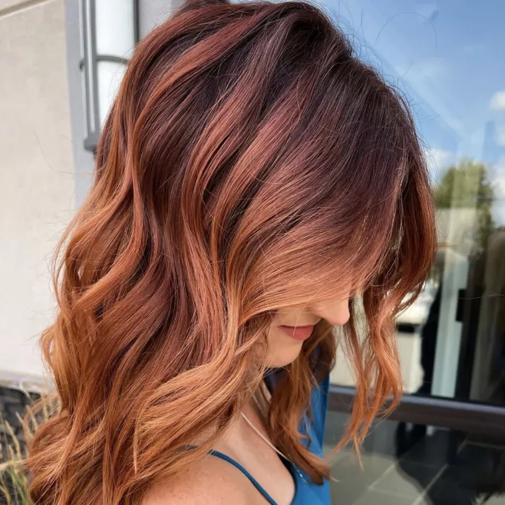 Ombre brunette to strawberry blonde hair