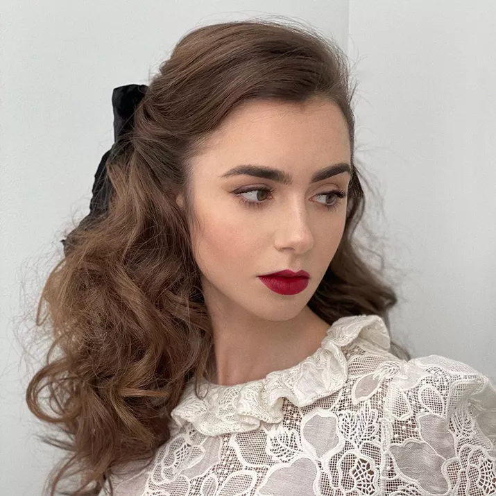 Lily Collins Coffee Brown Hair