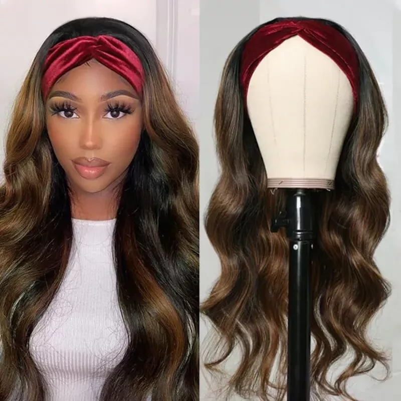 Balayage Blonde Highlight Ombre Color Headband Wig