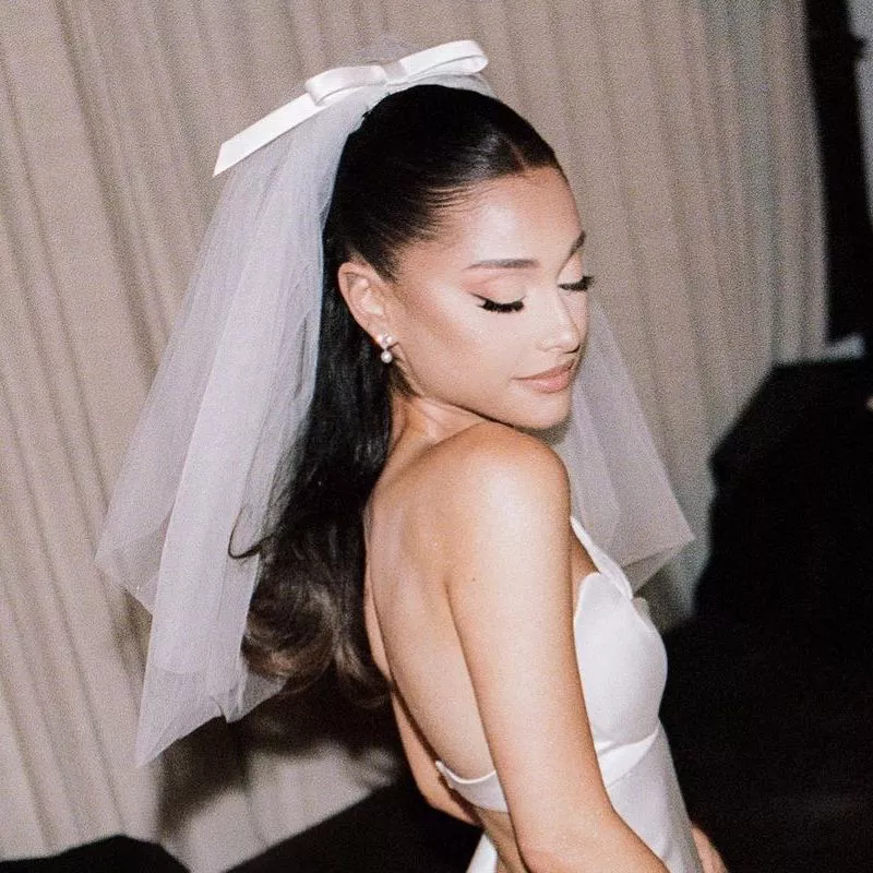 Ariana Grande wears a simple, glowing makeup look for her wedding