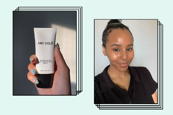 writer holding and wearing ami cole skin tint