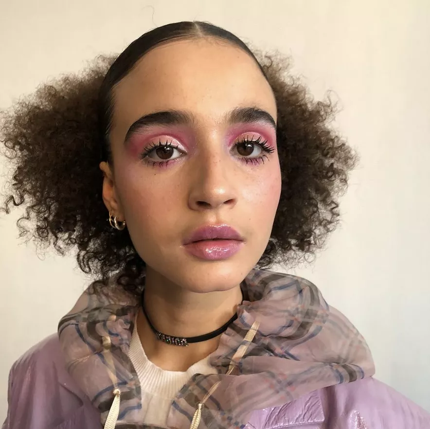 pink vinyl makeup look