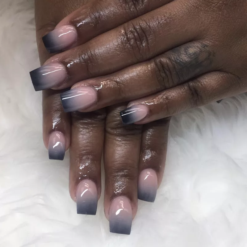 black to nude ombre nails