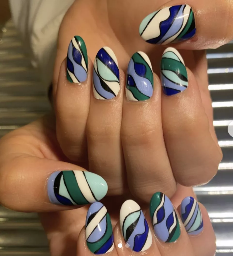 Abstract shapes almond-shaped manicure