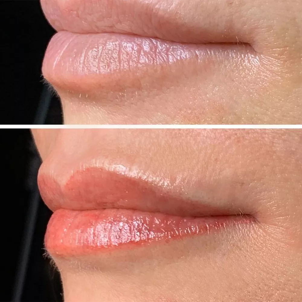 lip blushing before and after
