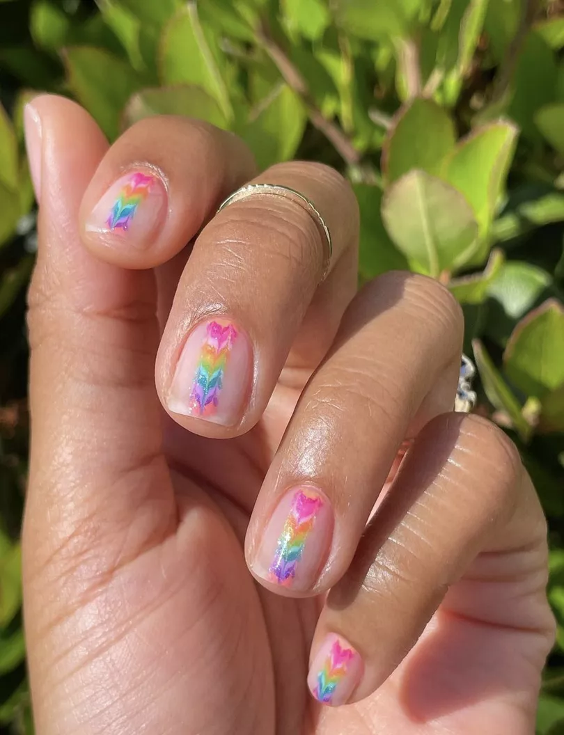 marbled rainbow nails