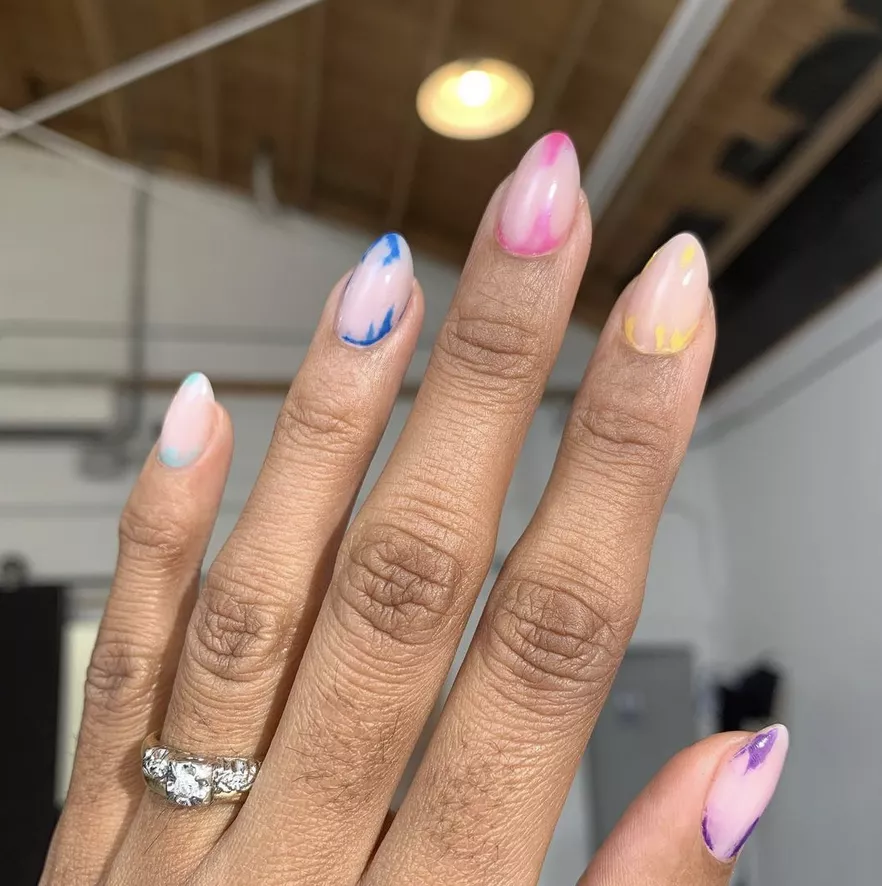 rainbow clear nails