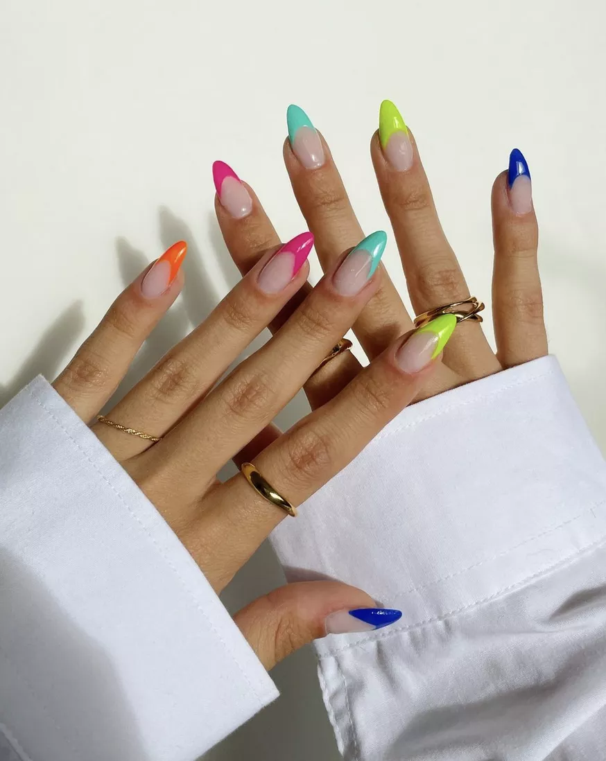 neon french tip nails