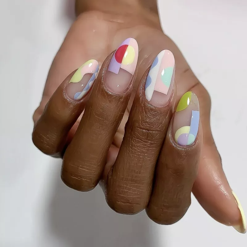 abstract pastel nail art