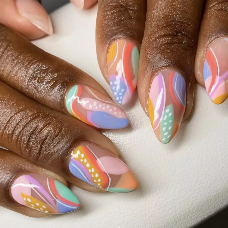 Abstract pastel nail art