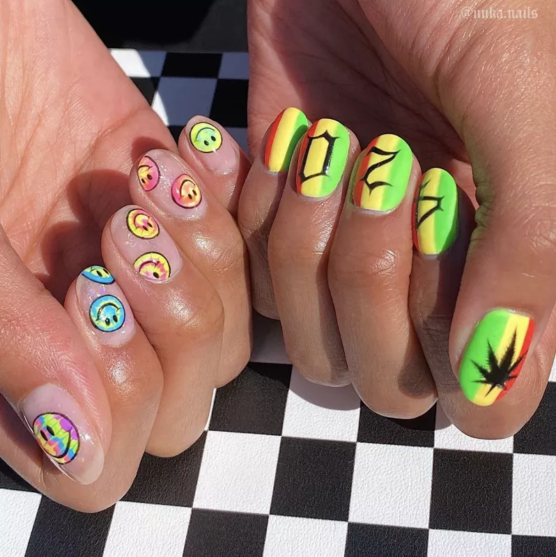 multi colored nail design