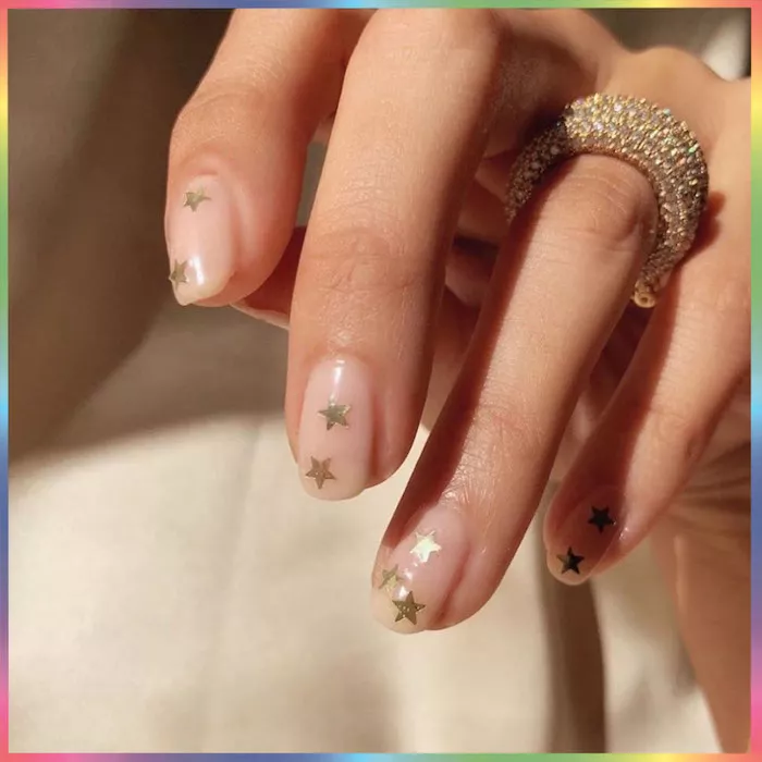 woman with star manicure