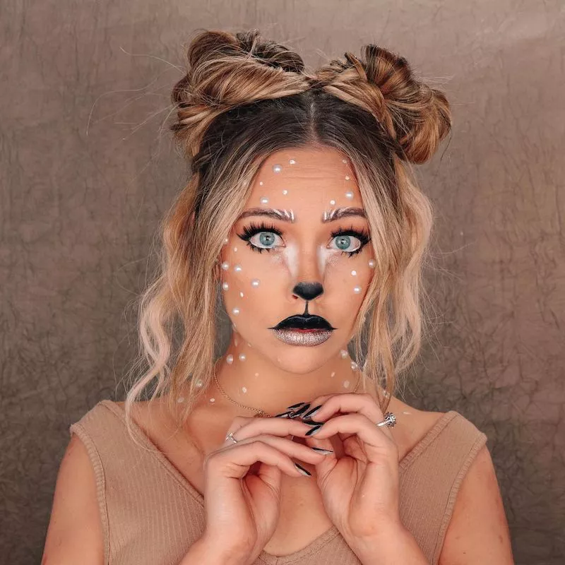 Beauty creator Kailin Chase wears a baby deer-inspired makeup look