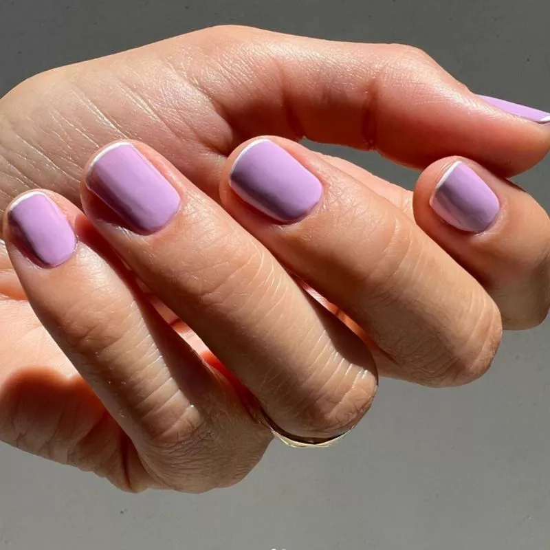 Baby French manicure with lilac base and white tip