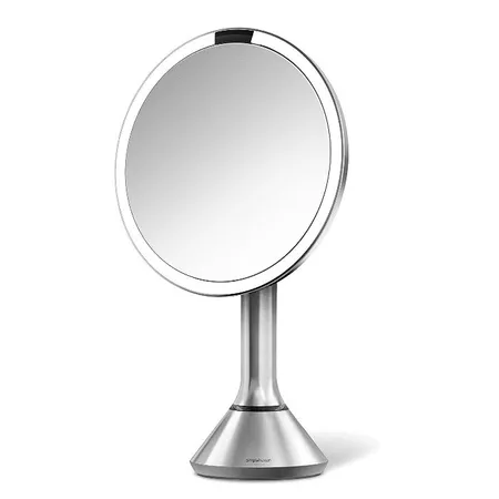 Oval Shaped Double-Sided Lighted Makeup Mirror; 1x/7x Magnification; Polished Chrome