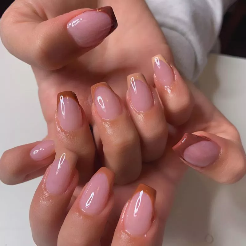 Classic French manicure with gradient nude tips