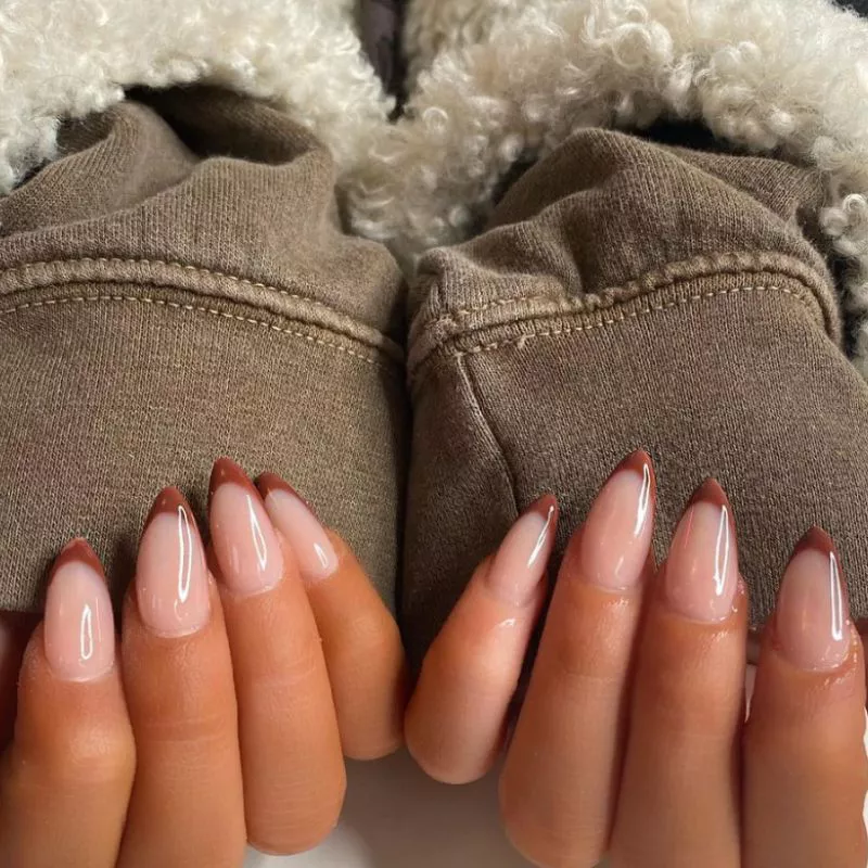 Baby French manicure with brown tips