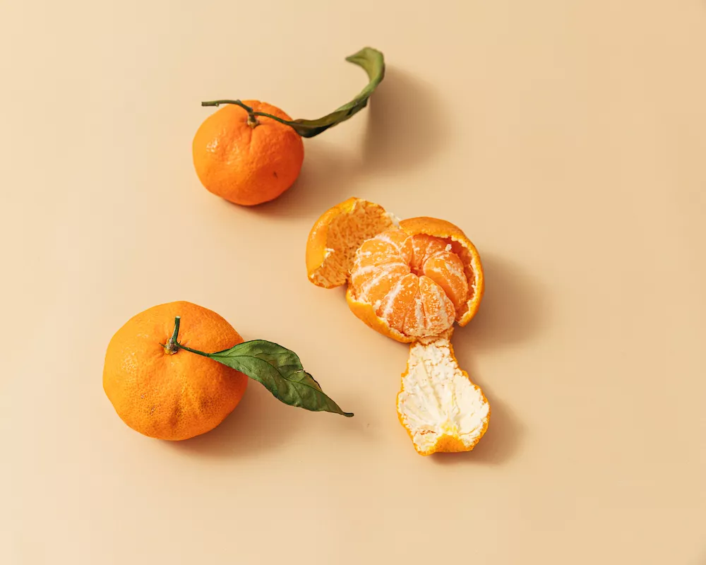 orange peel on tan background