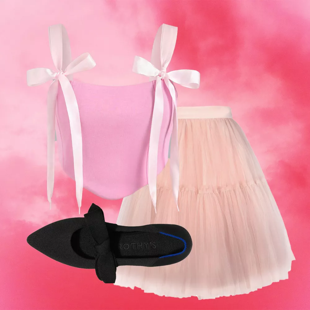 Pink corset and tulle skirt outfit collage