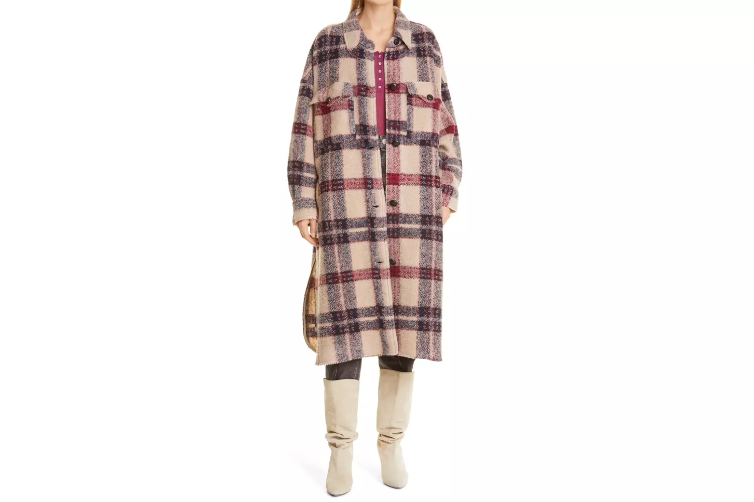 Isabel Marant Etoile Fontizi Plaid Wool Blend Coat