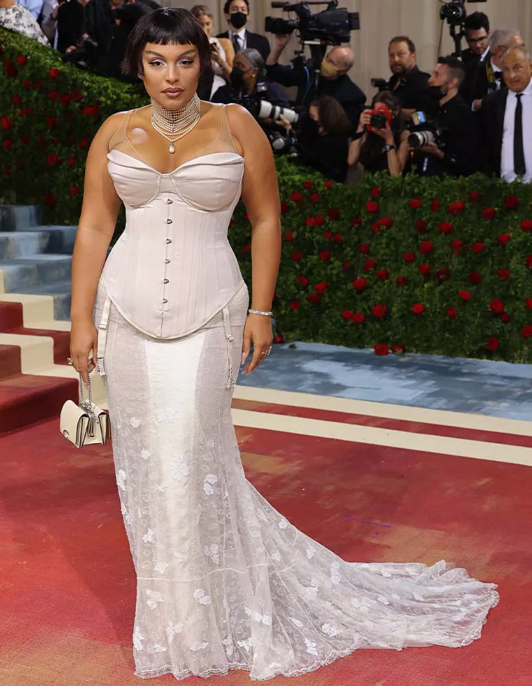 Paloma Elsesser wearing a Coach bustier gown at the 2022 Met Gala.