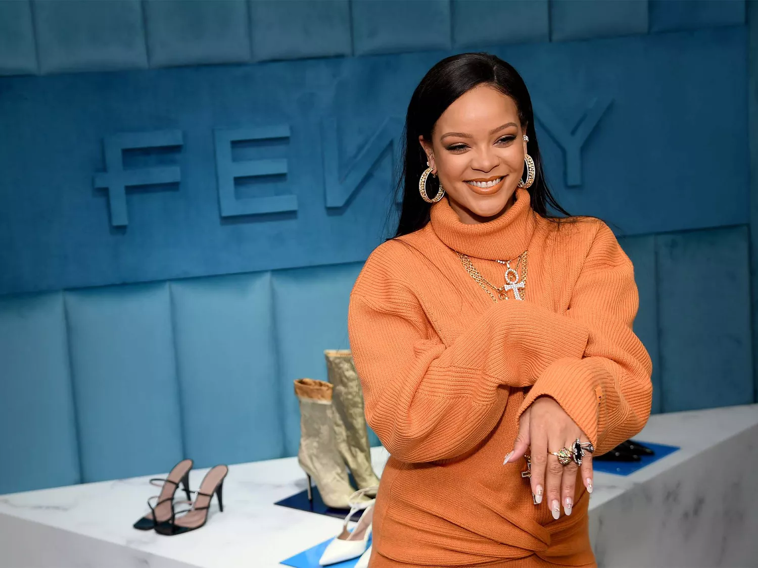 Rihanna launching Fenty at Bergdorf Goodman in 2020. 