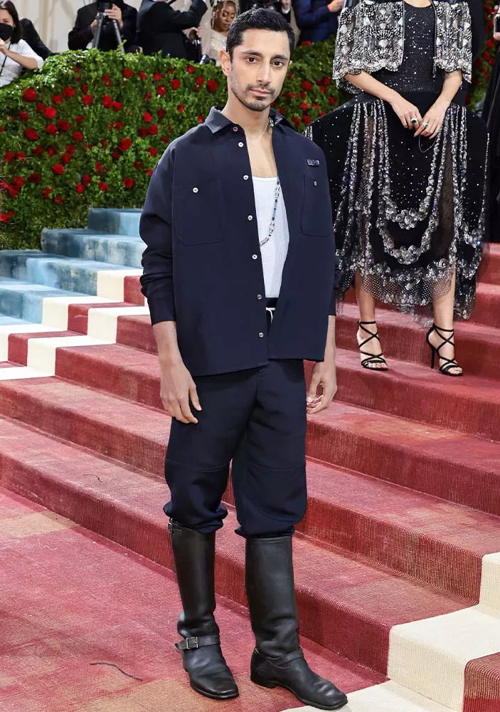 Riz Ahmed wearing Louis Vuitton at the 2022 Met Gala.