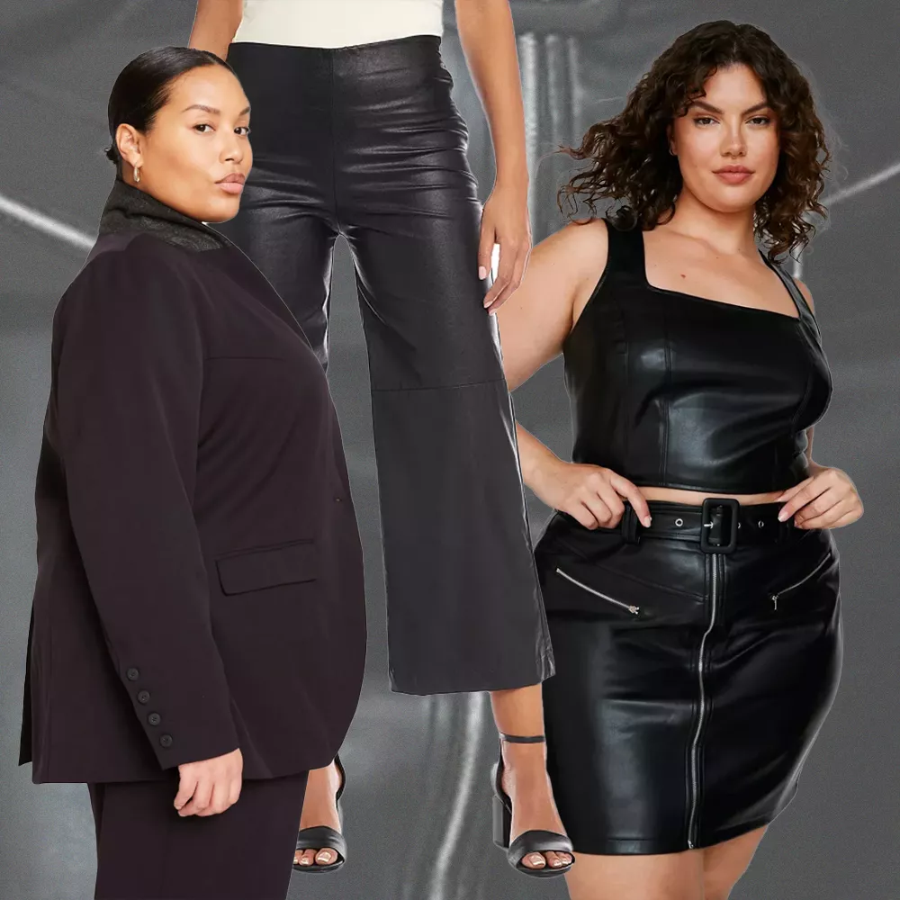 Leather gaucho pants outfit collage
